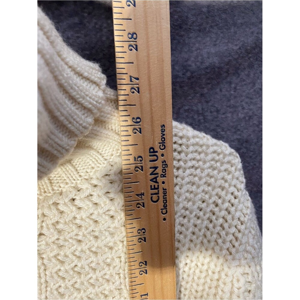 Vintage Tangents Cable Knit Turtleneck Sweater Womens L Cream Wool Blend - Picture 6 of 7